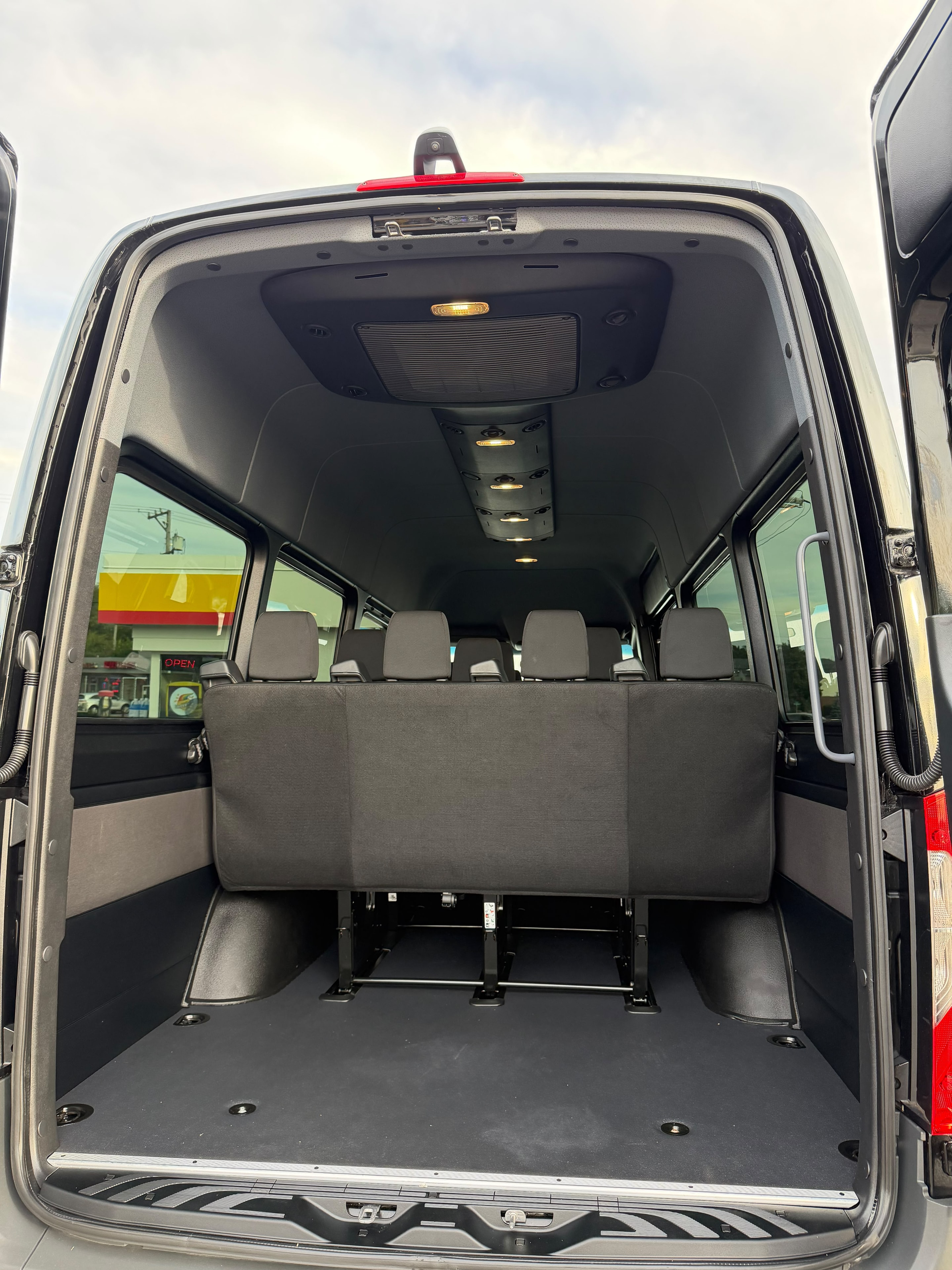 Sprinter van rear cargo and seating area